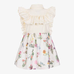Jessie and James London-Girls Ivory Floral Brocade Dress | Childrensalon Outlet