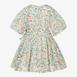 Jessie and James London-Girls Ivory Floral Cotton Dress | Childrensalon Outlet