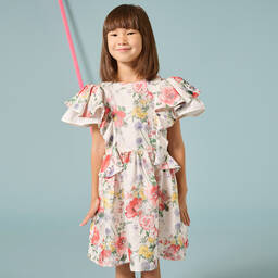 Jessie and James London-Girls Ivory Floral Dress | Childrensalon Outlet