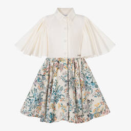 Jessie and James London-Girls Ivory Floral Jacquard Dress | Childrensalon Outlet