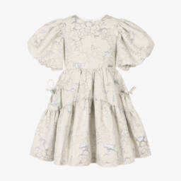 Jessie and James London-Кремовое цветочное жаккардовое платье для девочек | Childrensalon Outlet
