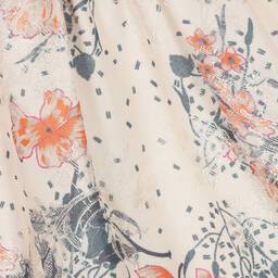 جيسي آند جيمس لندن-فستان مزيج فيسكوز مزين بكشكش لون عاجي بطبعة ورود | Childrensalon Outlet