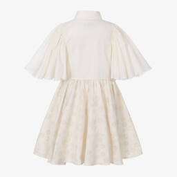Jessie and James London-Girls Ivory & Gold Floral Jacquard Dress | Childrensalon Outlet