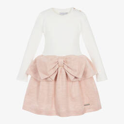 Jessie and James London-فستان جاكارد قطن جيرسي لون عاجي و زهري | Childrensalon Outlet