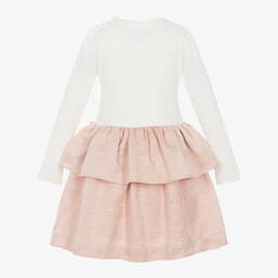 Jessie and James London-فستان جاكارد قطن جيرسي لون عاجي و زهري | Childrensalon Outlet