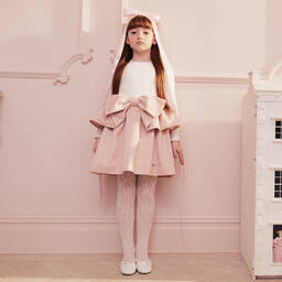 Jessie and James London-فستان جاكارد قطن جيرسي لون عاجي و زهري | Childrensalon Outlet