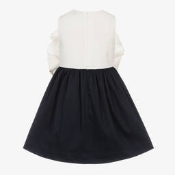 Jessie and James London-Girls Ivory & Navy Blue Cotton Dress | Childrensalon Outlet