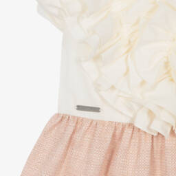 Jessie and James London-Girls Ivory & Pink Glitter Ruffle Dress | Childrensalon Outlet