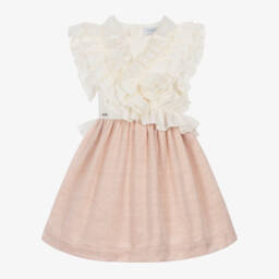Jessie and James London-Girls Ivory & Pink Glitter Ruffle Dress | Childrensalon Outlet
