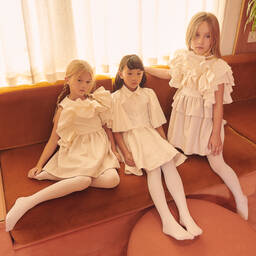 Jessie and James London-Girls Ivory & Pink Ruffle Dress | Childrensalon Outlet