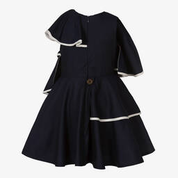 Jessie and James London-Girls Navy Blue Asymmetric Ruffle Dress | Childrensalon Outlet