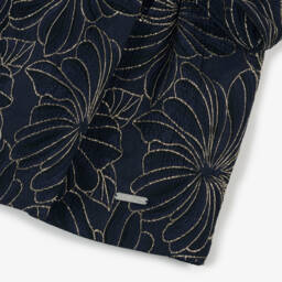 Jessie and James London-Girls Navy Blue & Gold Floral Jacquard Dress | Childrensalon Outlet