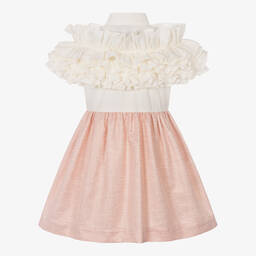 Jessie and James London-Girls Pink Cotton Lurex Striped Dress | Childrensalon Outlet