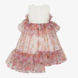 Jessie and James London-Girls Pink Floral Organza Ruffle Dress | Childrensalon Outlet