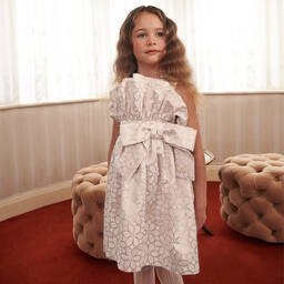 Jessie and James London-Розово-золотистое хлопковое платье с цветами | Childrensalon Outlet