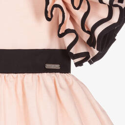 Jessie and James London-فستان مزيج قطن بأكمام كشكش لون زهري | Childrensalon Outlet