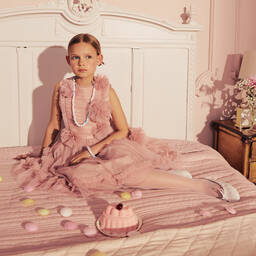 Jessie and James London-Girls Pink Tulle Flower Dress | Childrensalon Outlet