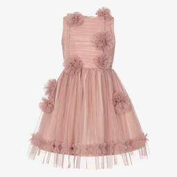 Jessie and James London-Girls Pink Tulle Flower Dress | Childrensalon Outlet