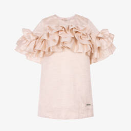 Jessie and James London-Girls Shimmering Pink Ruffle Dress | Childrensalon Outlet