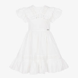 Jessie and James London-فستان قطن فوال لون أبيض | Childrensalon Outlet
