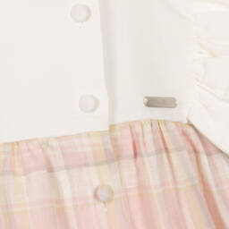 Jessie and James London-فستان مزيج قطن وكتان كاروهات لون زهري وأبيض | Childrensalon Outlet