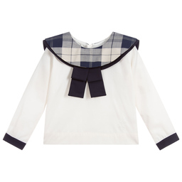 Jessie and James London-بلوز قطن لون عاجي وكحلي | Childrensalon Outlet