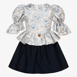 Jessie and James London-Кремово-синее платье с цветами | Childrensalon Outlet