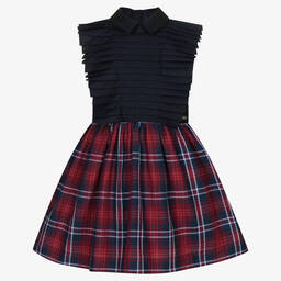 Jessie and James London-Navy Blue & Tartan Dress | Childrensalon Outlet