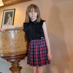 Jessie and James London-Navy Blue & Tartan Dress | Childrensalon Outlet