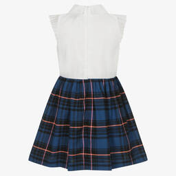 Jessie and James London-Бело-синее платье в шотландскую клетку | Childrensalon Outlet