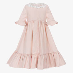 Jessie and James London-Розовое хлопковое платье с кружевным воротником | Childrensalon Outlet