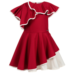 Jessie and James London-Red Ruffled Cotton Dress | Childrensalon Outlet