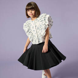 Jessie and James London-White & Blue Floral Blouse | Childrensalon Outlet