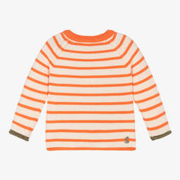 جولز-كنزة قطن محبوك لون برتقالي وعاجي للمواليد | Childrensalon Outlet