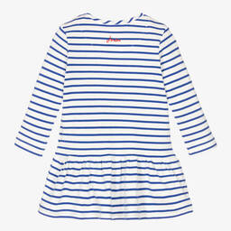 جولز-فستان قطن مقلم لون أبيض وأزرق للمولودات | Childrensalon Outlet