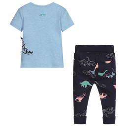 جولز-طقم بنطلون و تيشيرت قطن عضوي لون كحلي وأزرق | Childrensalon Outlet