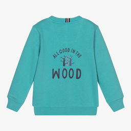 جولز-سويتشيرت قطن جيرسي لون أزرق للأولاد | Childrensalon Outlet