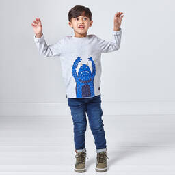 Joules-Boys Grey Cotton Monster Top | Childrensalon Outlet