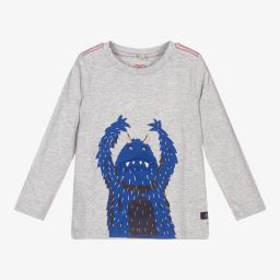 Joules-Boys Grey Cotton Monster Top | Childrensalon Outlet
