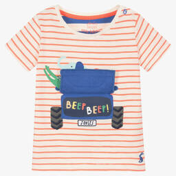 جولز-تيشيرت قطن مقلم لون برتقالي وعاجي للمواليد | Childrensalon Outlet