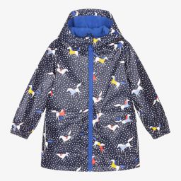 Joules-Girls Blue Horses Raincoat | Childrensalon Outlet