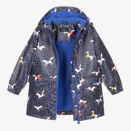 Joules-Girls Blue Horses Raincoat | Childrensalon Outlet