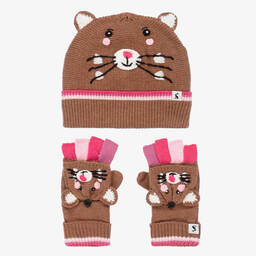 جولز-طقم قبعة محبوك لون بني للبنات | Childrensalon Outlet