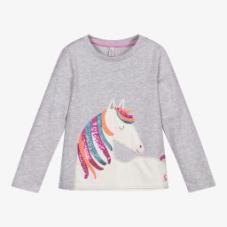 جولز-توب قطن مزين بترتر لون رمادي للبنات | Childrensalon Outlet