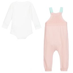 جولز-طقم دانغريز وتوب قطن لون زهري وأبيض للمولودات | Childrensalon Outlet