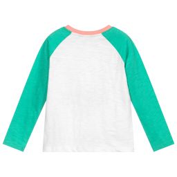 Joules-White & Green Cotton Top | Childrensalon Outlet