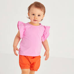 جويداي-شورت قطن بوبلين لون برتقالي للمولودات | Childrensalon Outlet