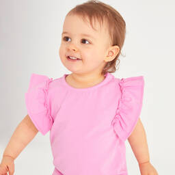 Joyday-Розовая хлопковая футболка с рюшами | Childrensalon Outlet