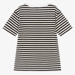 Joyday-Black & White Breton Striped Cotton T-Shirt | Childrensalon Outlet