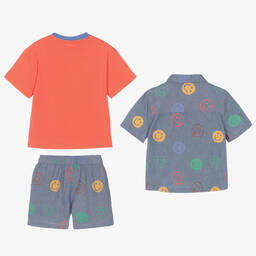 جويداي-طقم شورت قطن شامبري لون أزرق للأولاد | Childrensalon Outlet